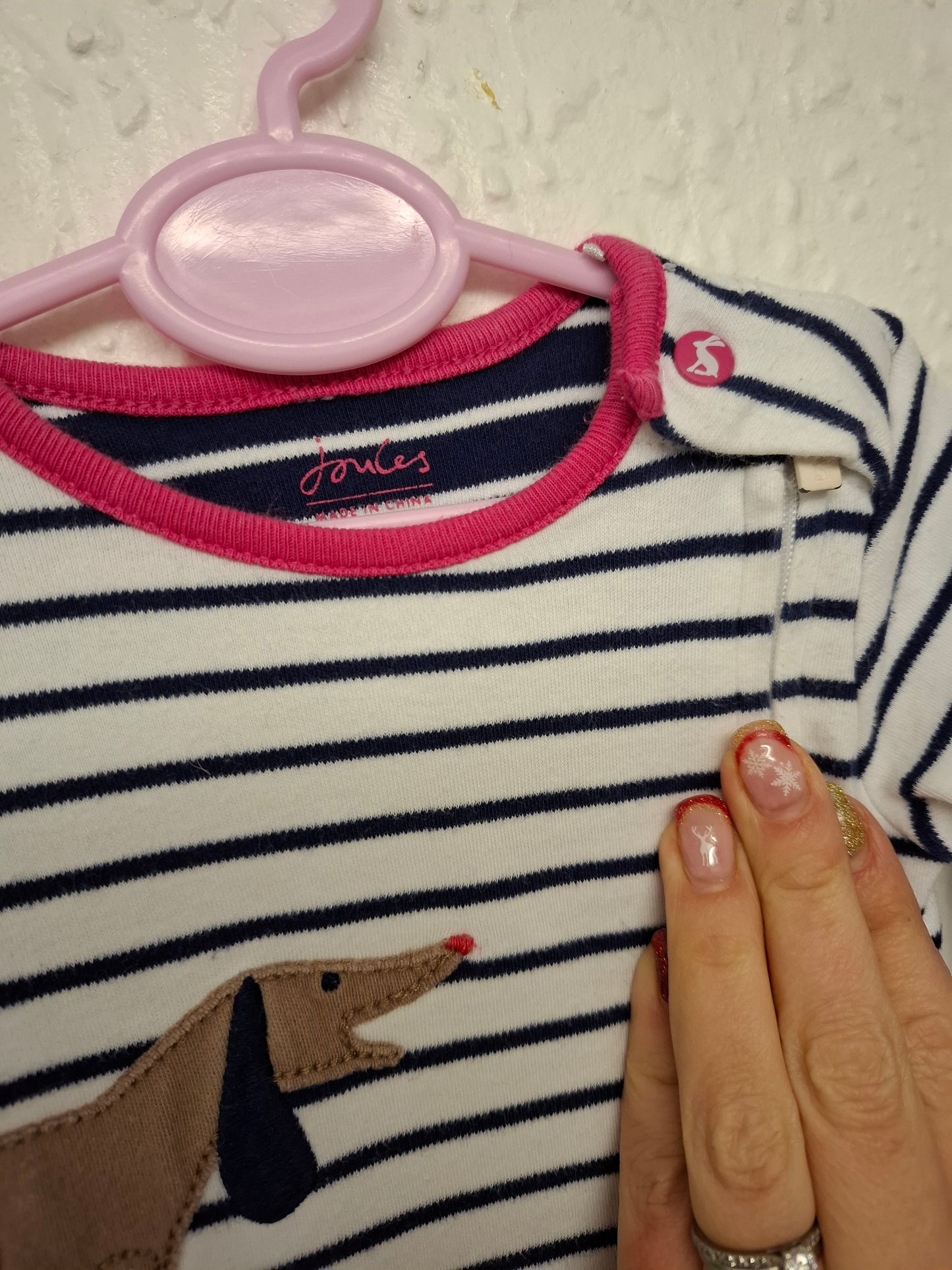 0-3 months: Joules Applique Sleepsuit