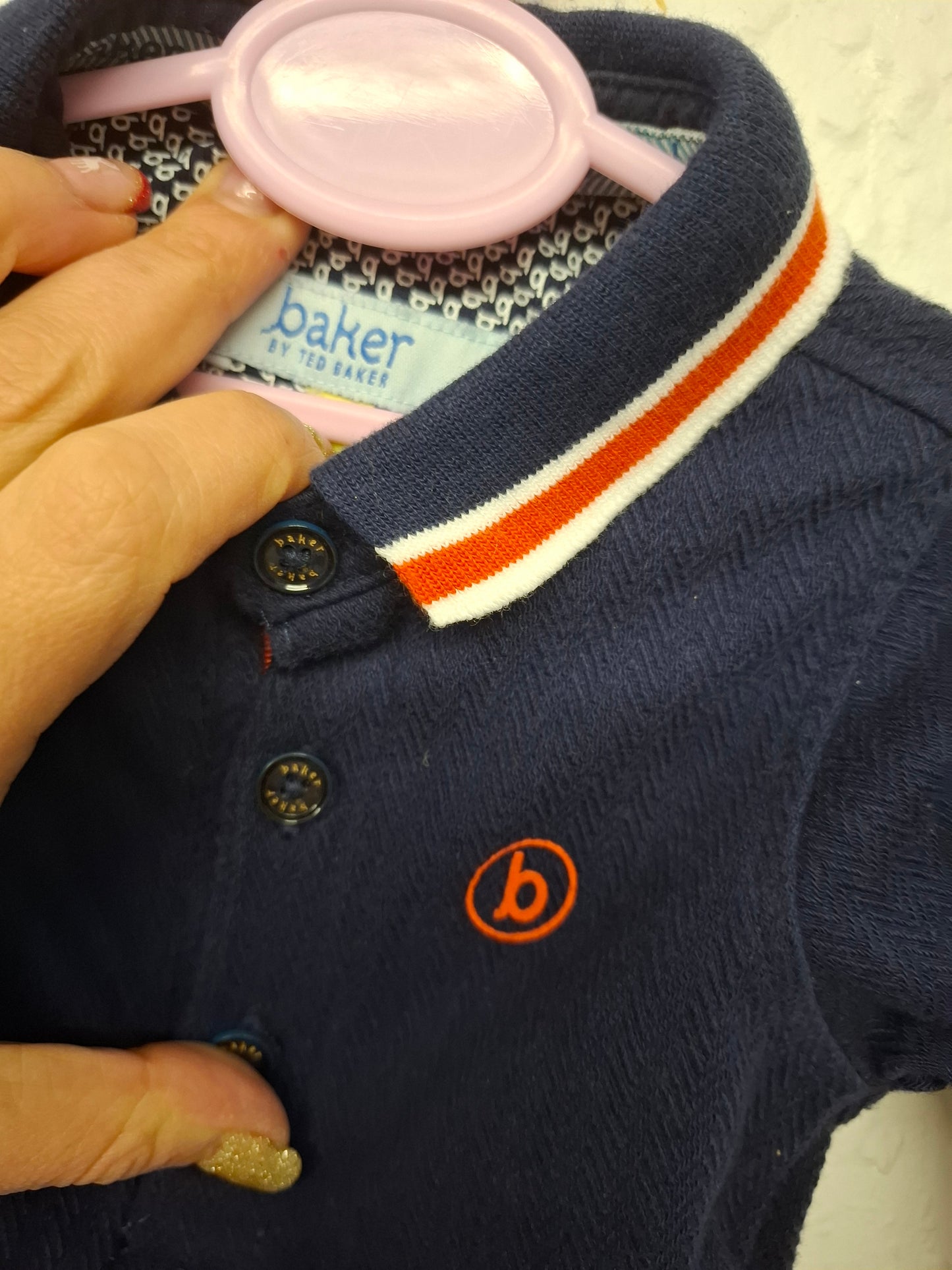 0-3 months: Ted Baker Thick Woven Cotton Bodysuit