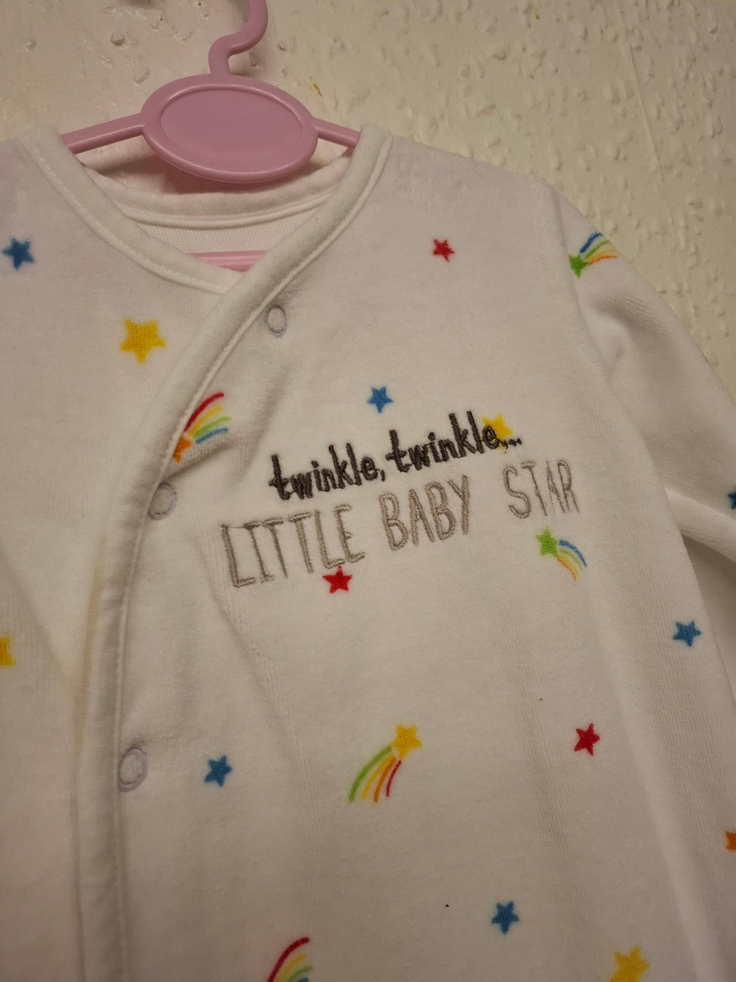 0-3 months: Velour "Twinkle" Sleepsuit