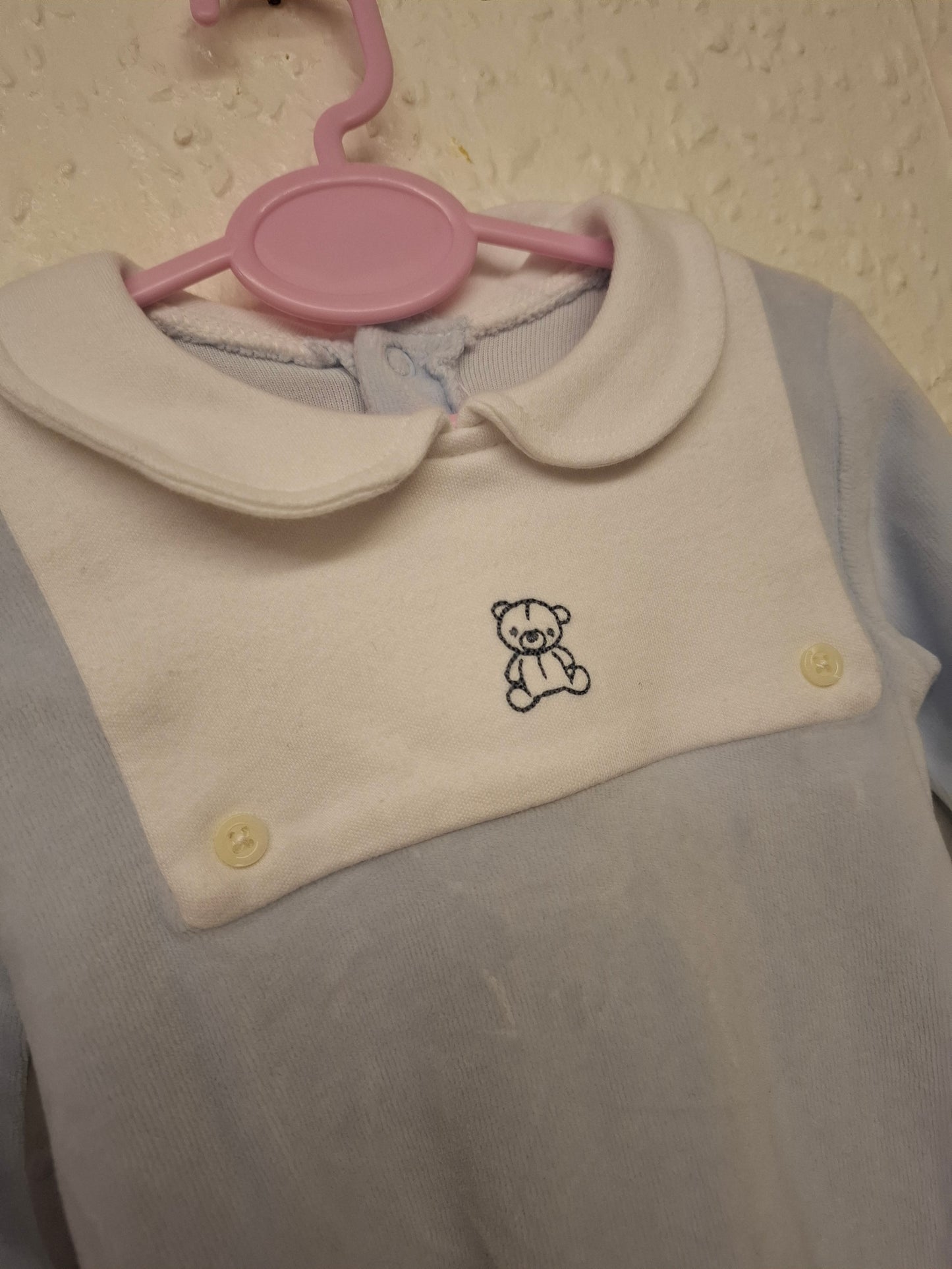 0-3 months: Velour Collared Sleepsuit
