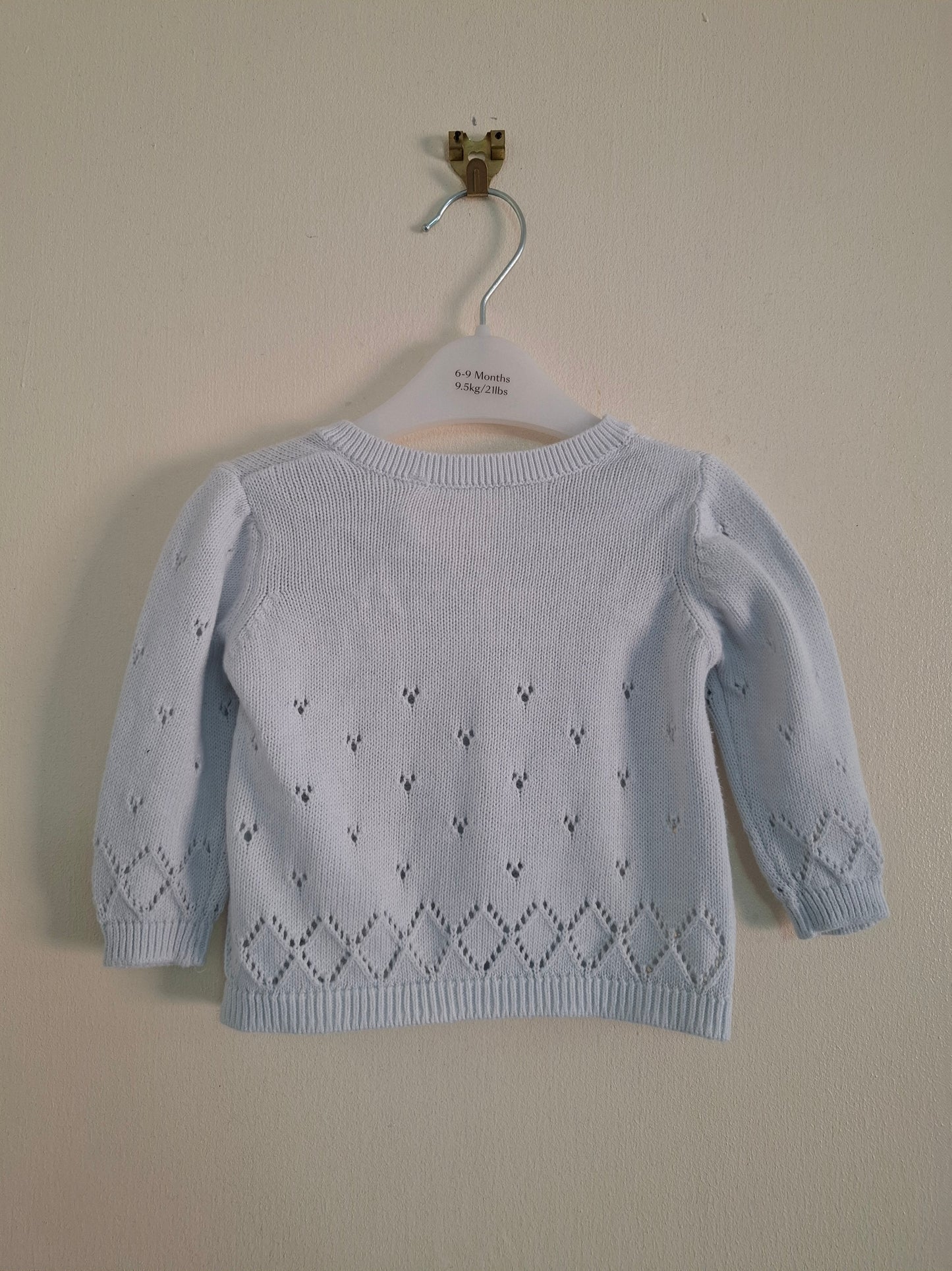 0-3m: Delicate Pale Blue Cardigan