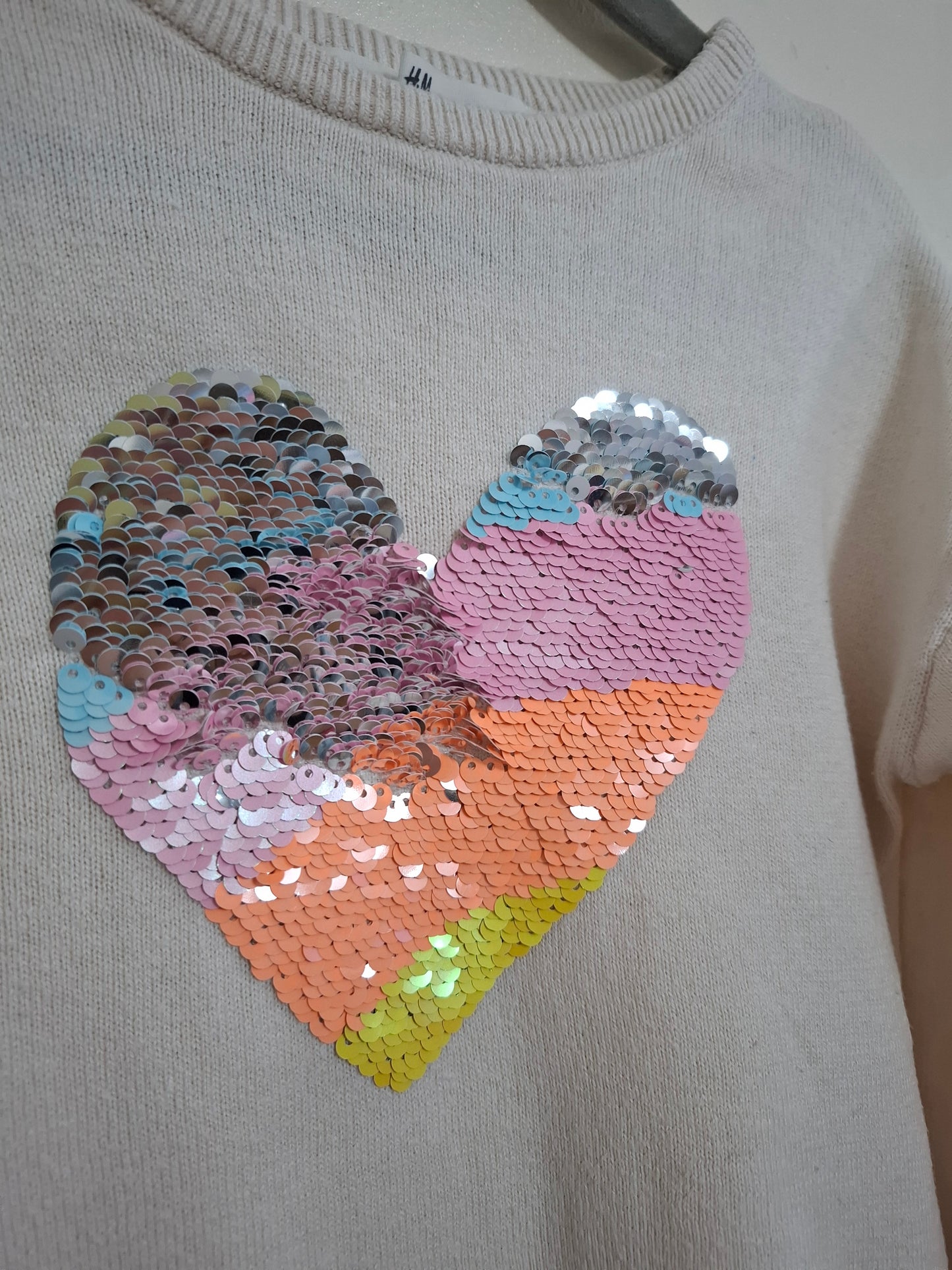 3-4y: Reversible Sequin Thin Knitted Jumper