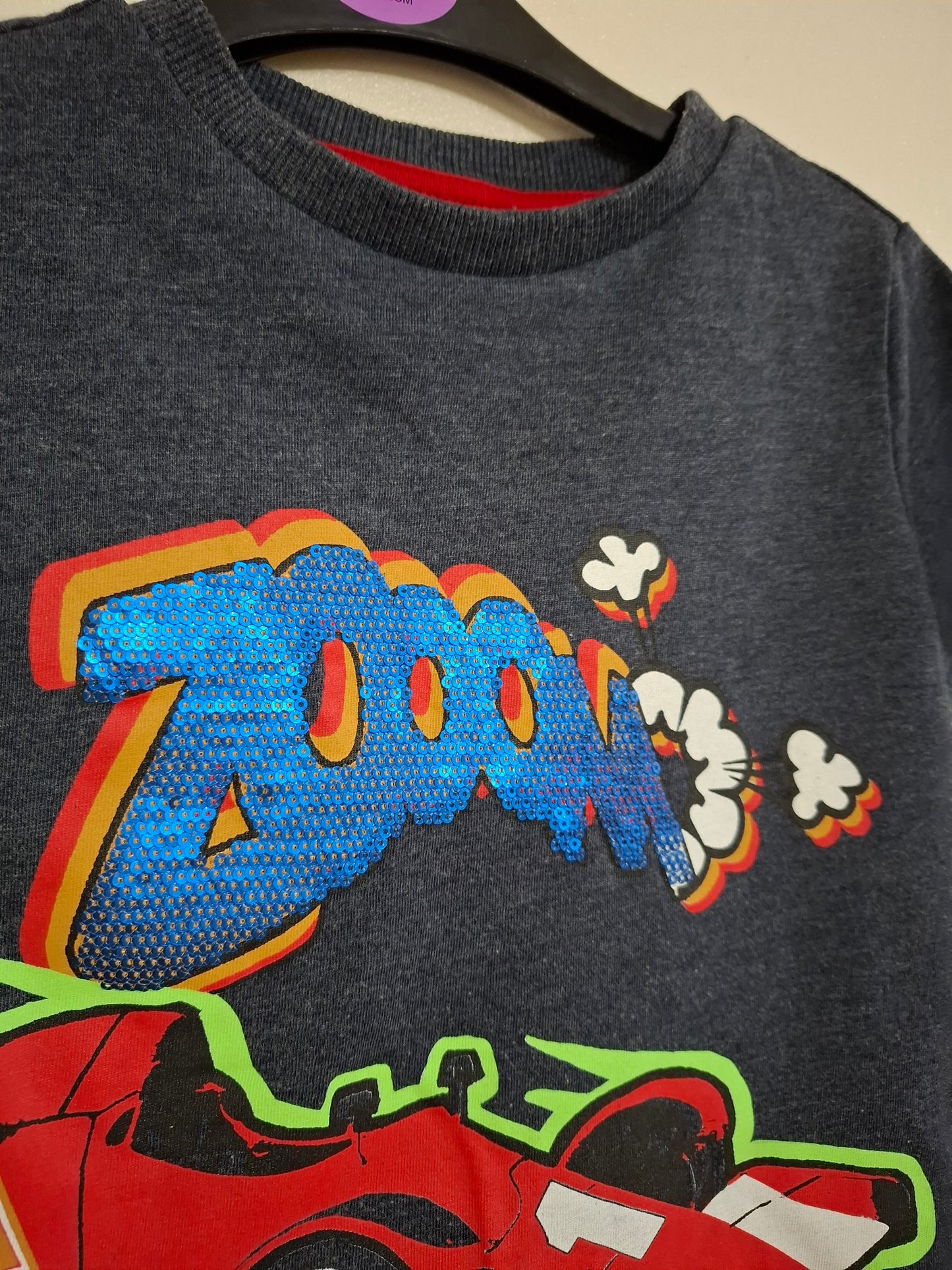 3-4y: Supercar T-shirt with Sequin Detail
