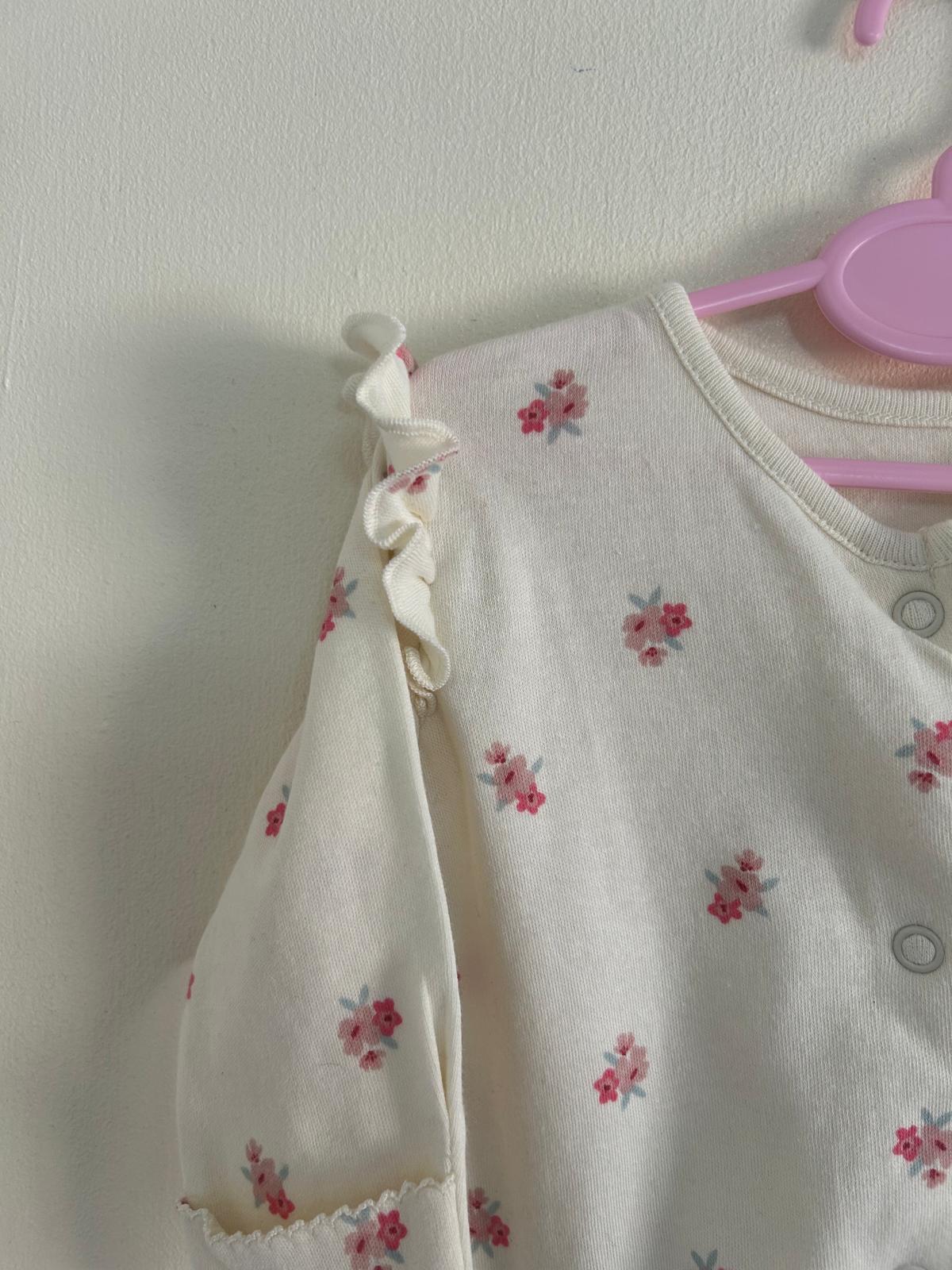 First Size: Cream Floral Sleepsuit
