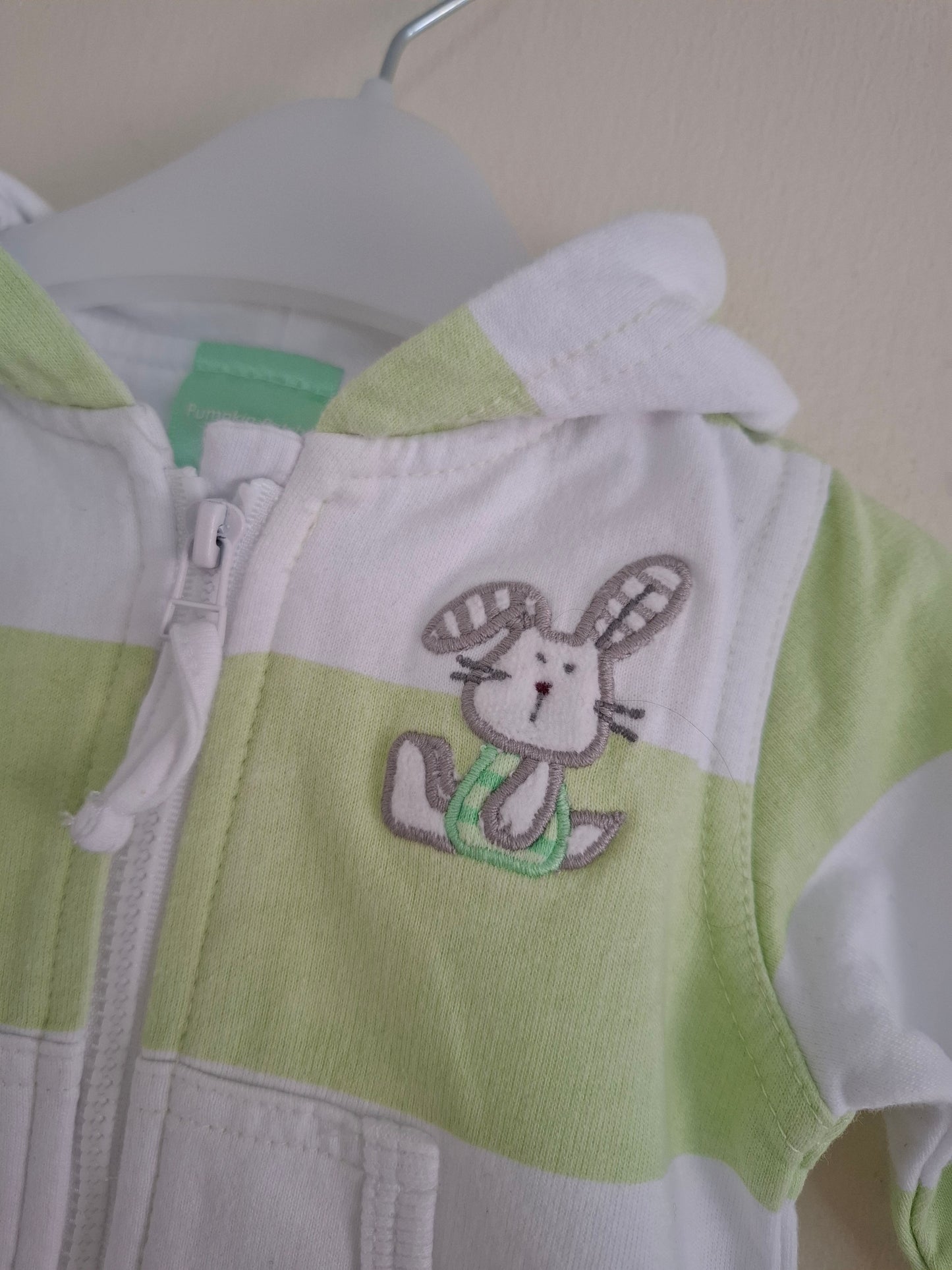 0-3m: Bunny Stripy Zip-up Hoody