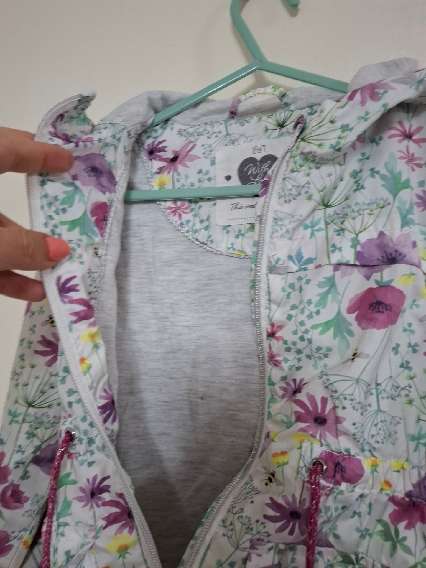 2-3y: Cotton Lined Wildflower Waterproof Jacket
