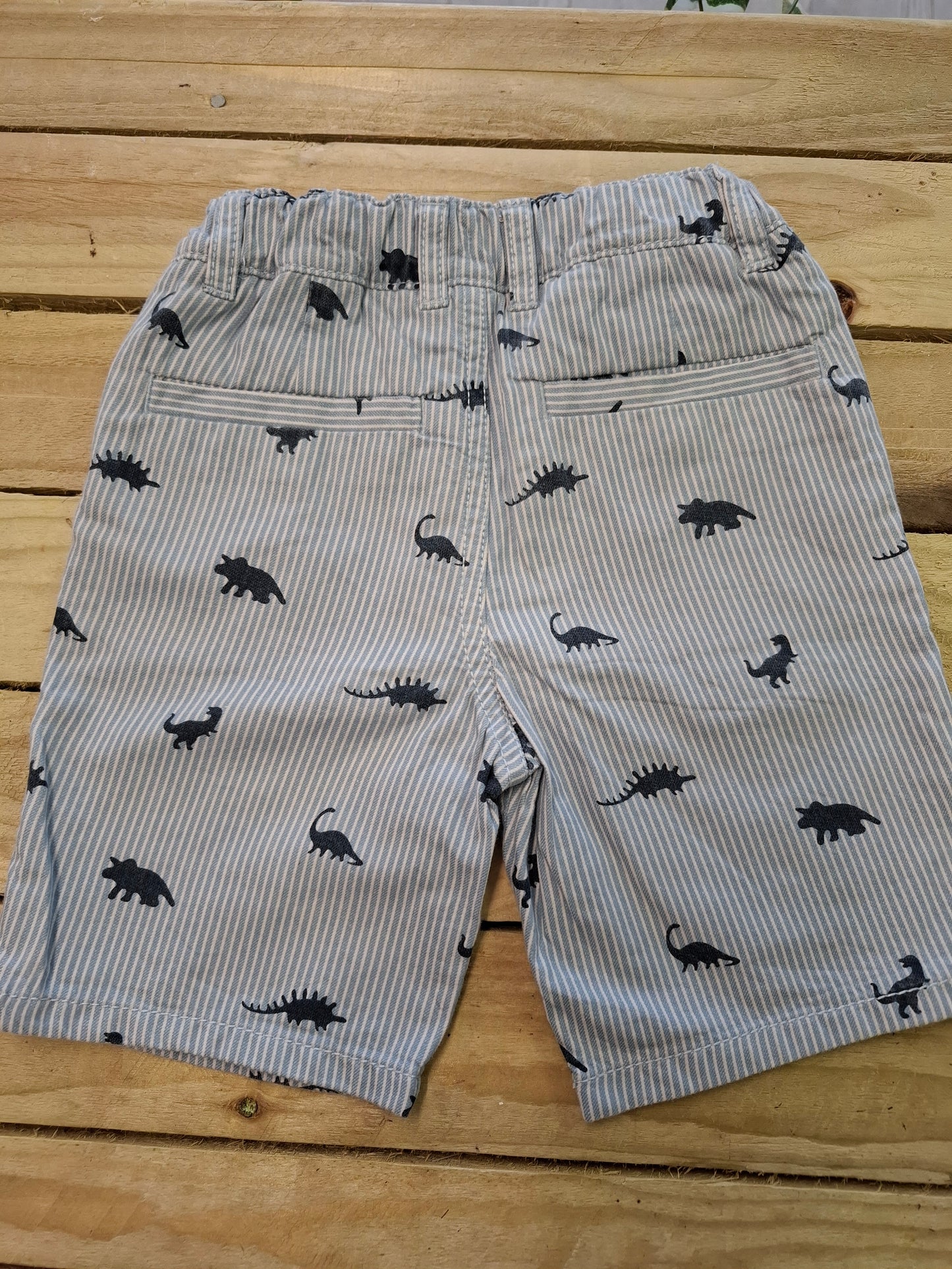 2-3y: Dino Pinstripe Shorts