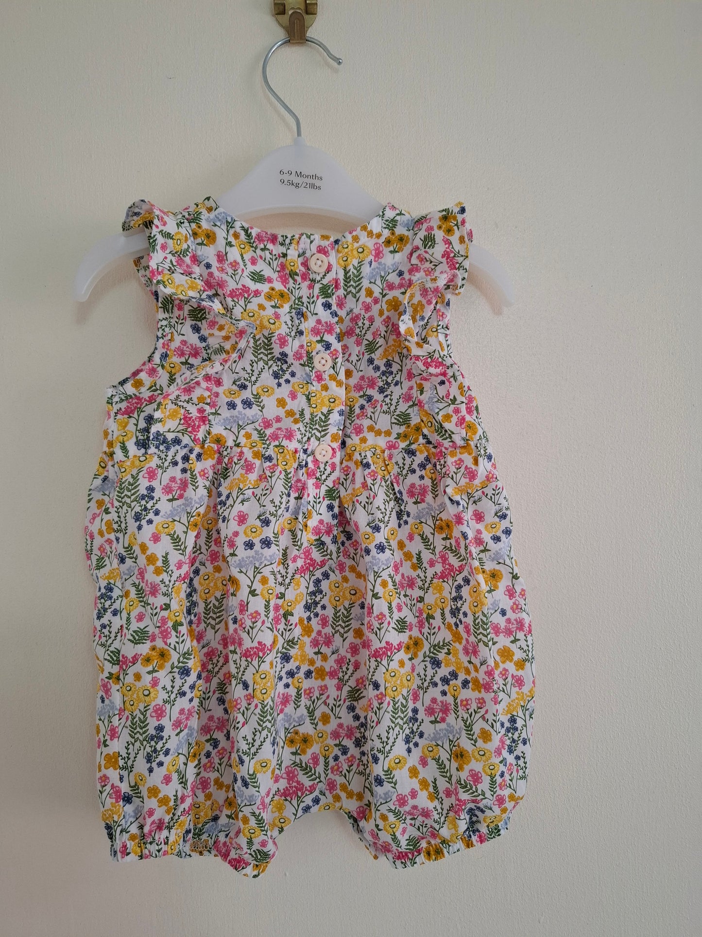 0-3m: Floral Cotton Romper