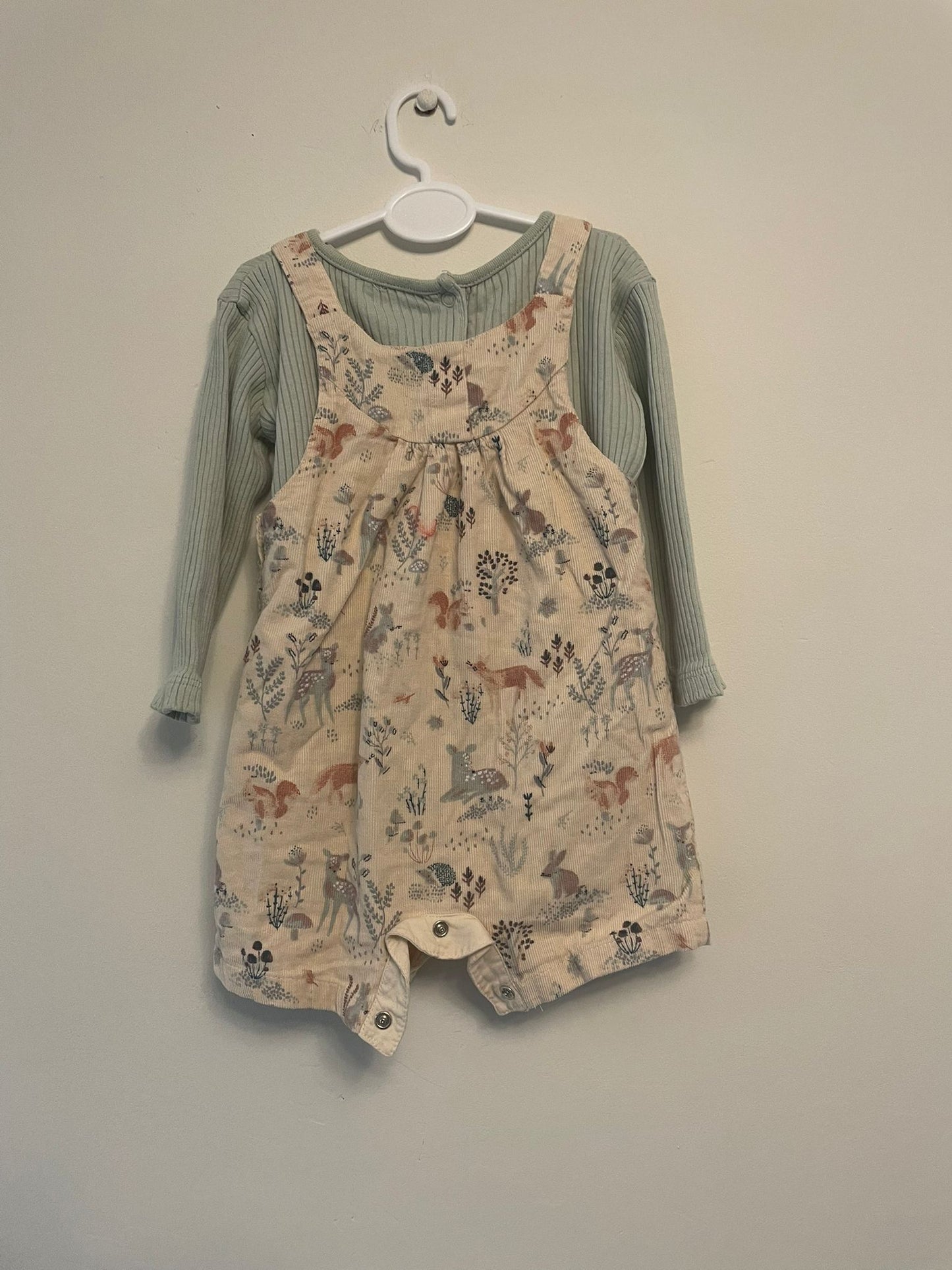3-6m: Corduroy Pinafore Set