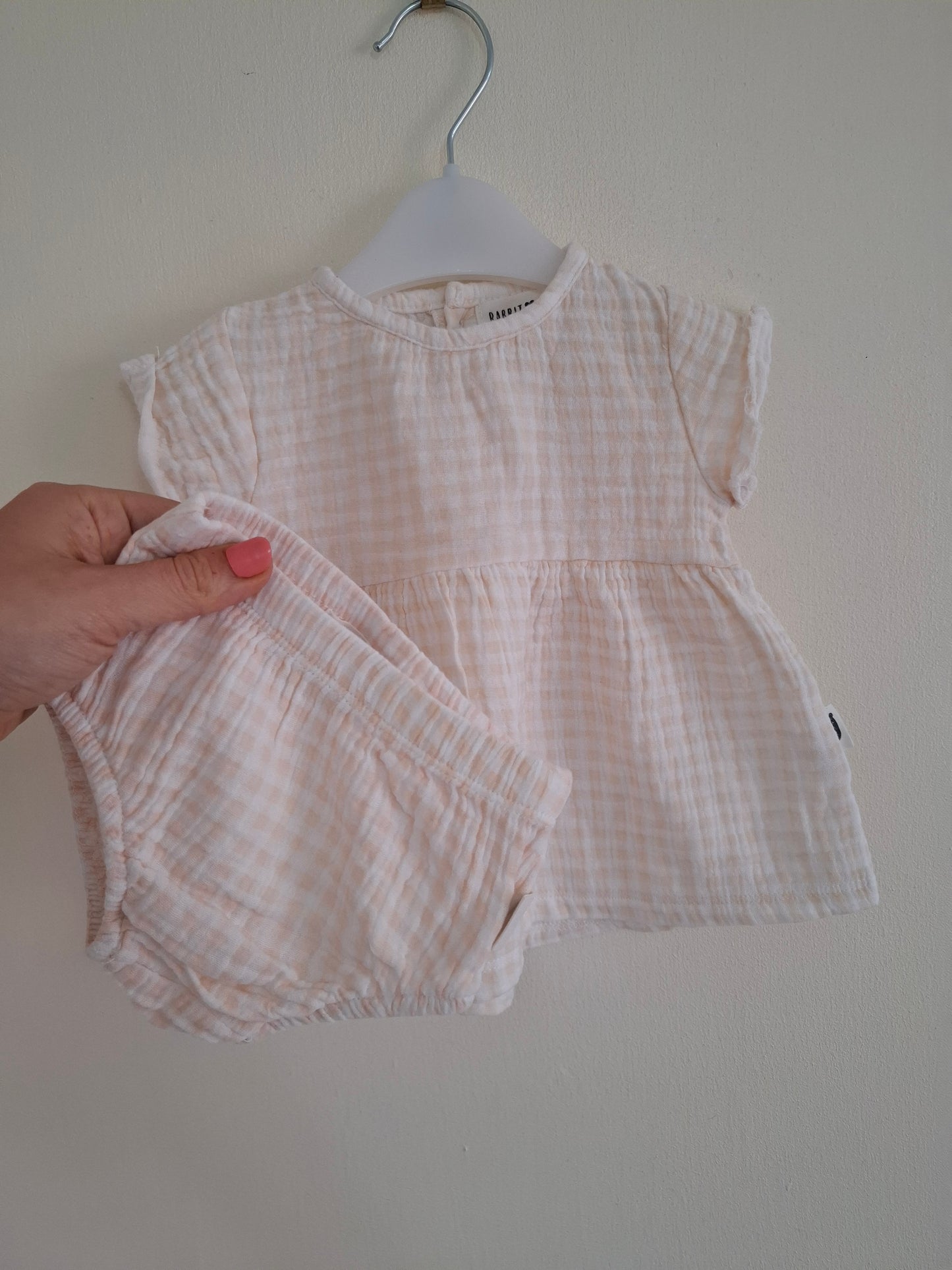 0-3m: Rabbit & Bear Organic Cotton Dress & Matching Knickers