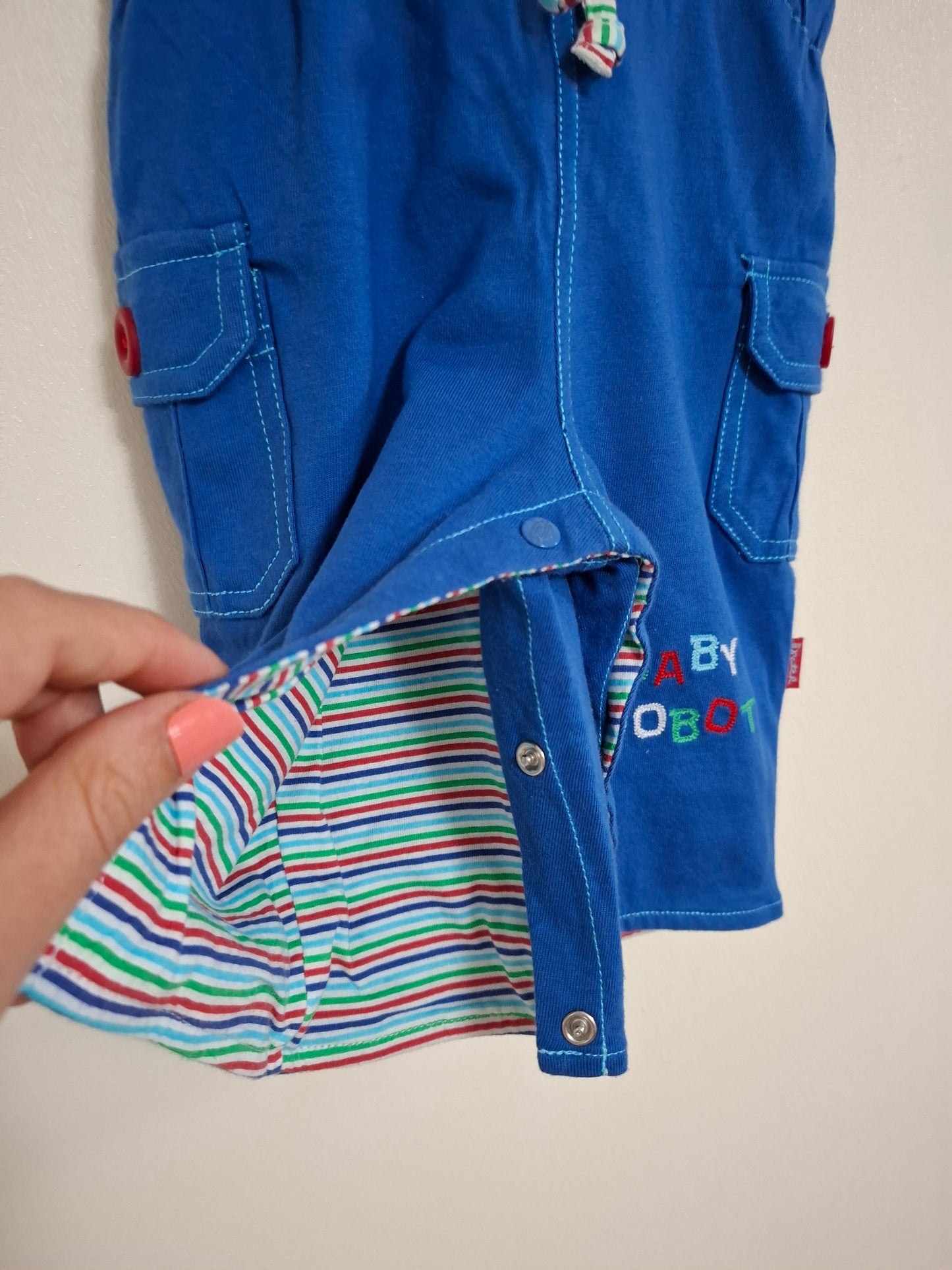 0-3m: Robot Fabric Dungaree Set