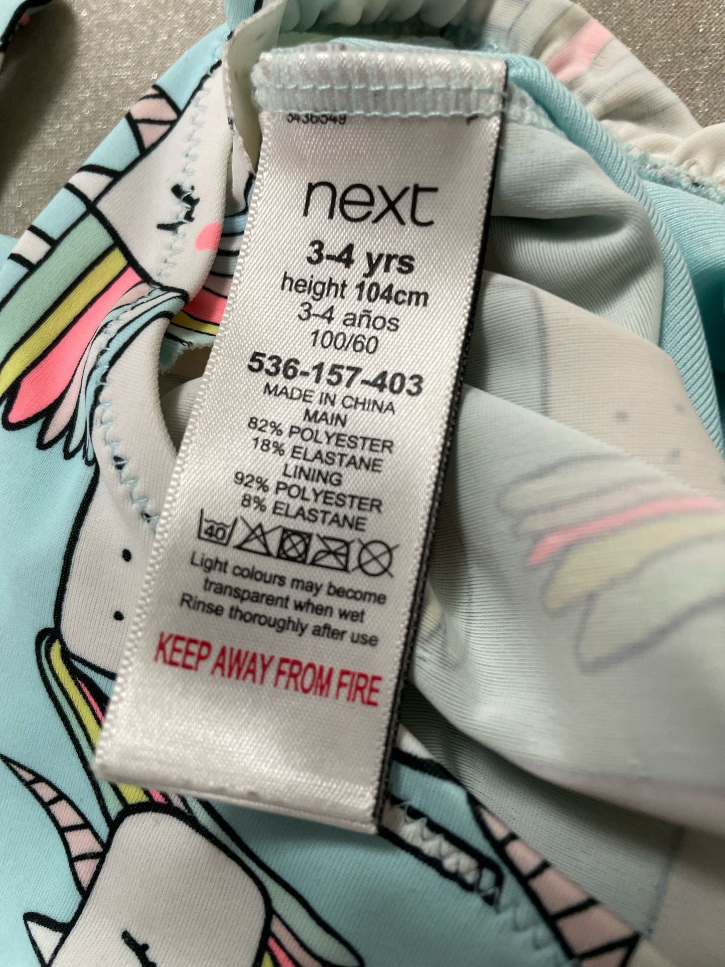 3-4y: Next Unicorn Swimsuit