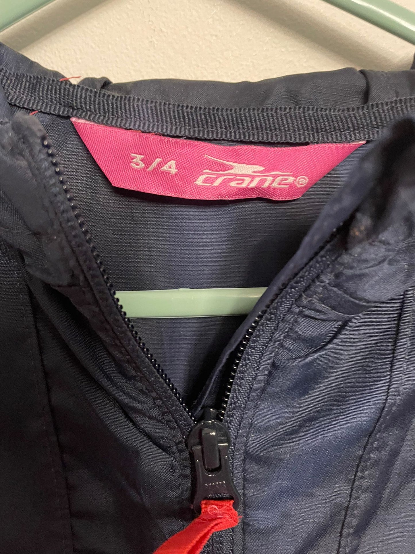 3-4y: Crane Red & Navy Waterproof Coat