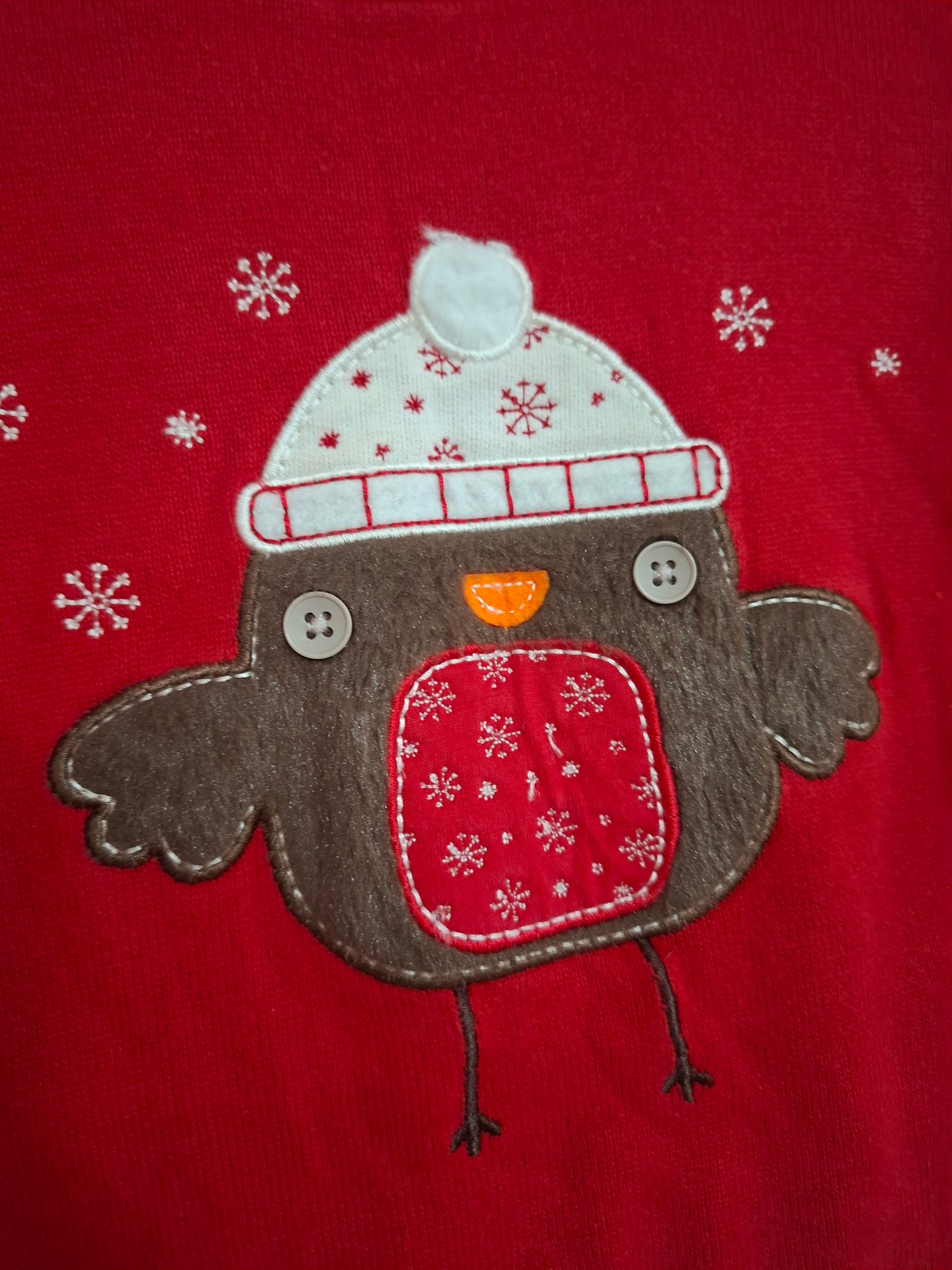 9-12m: Christmas Robin Knitted Jumper