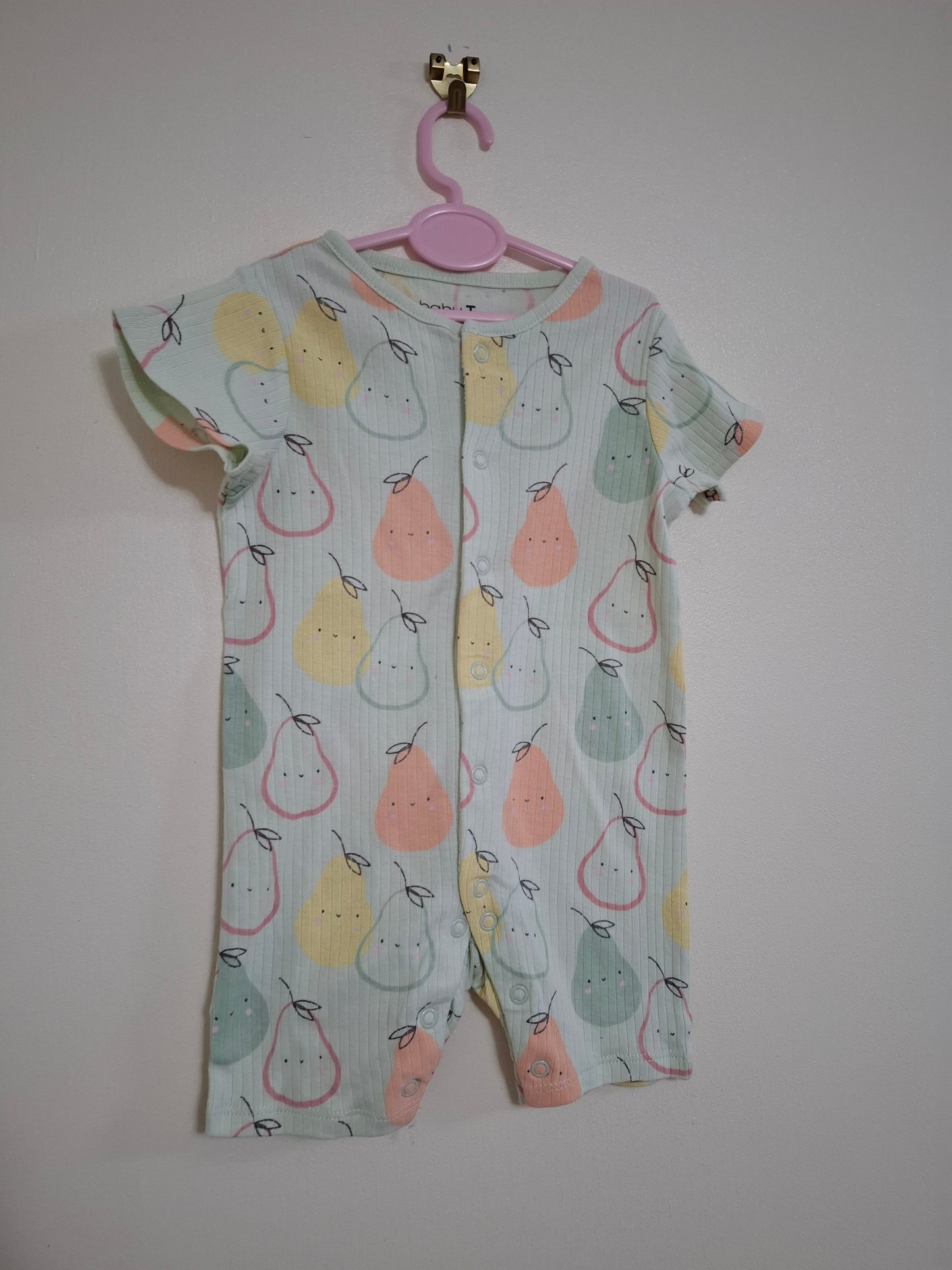 6-9m: Pear Ribbed Cotton Romper