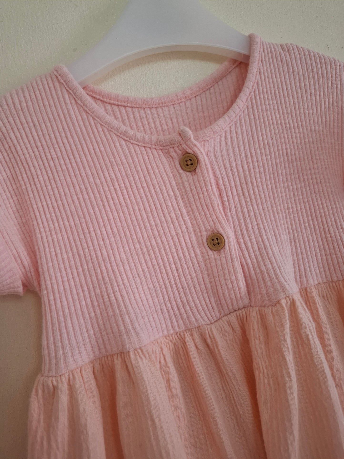 9-12m: Pastel pink cotton jumpsuit
