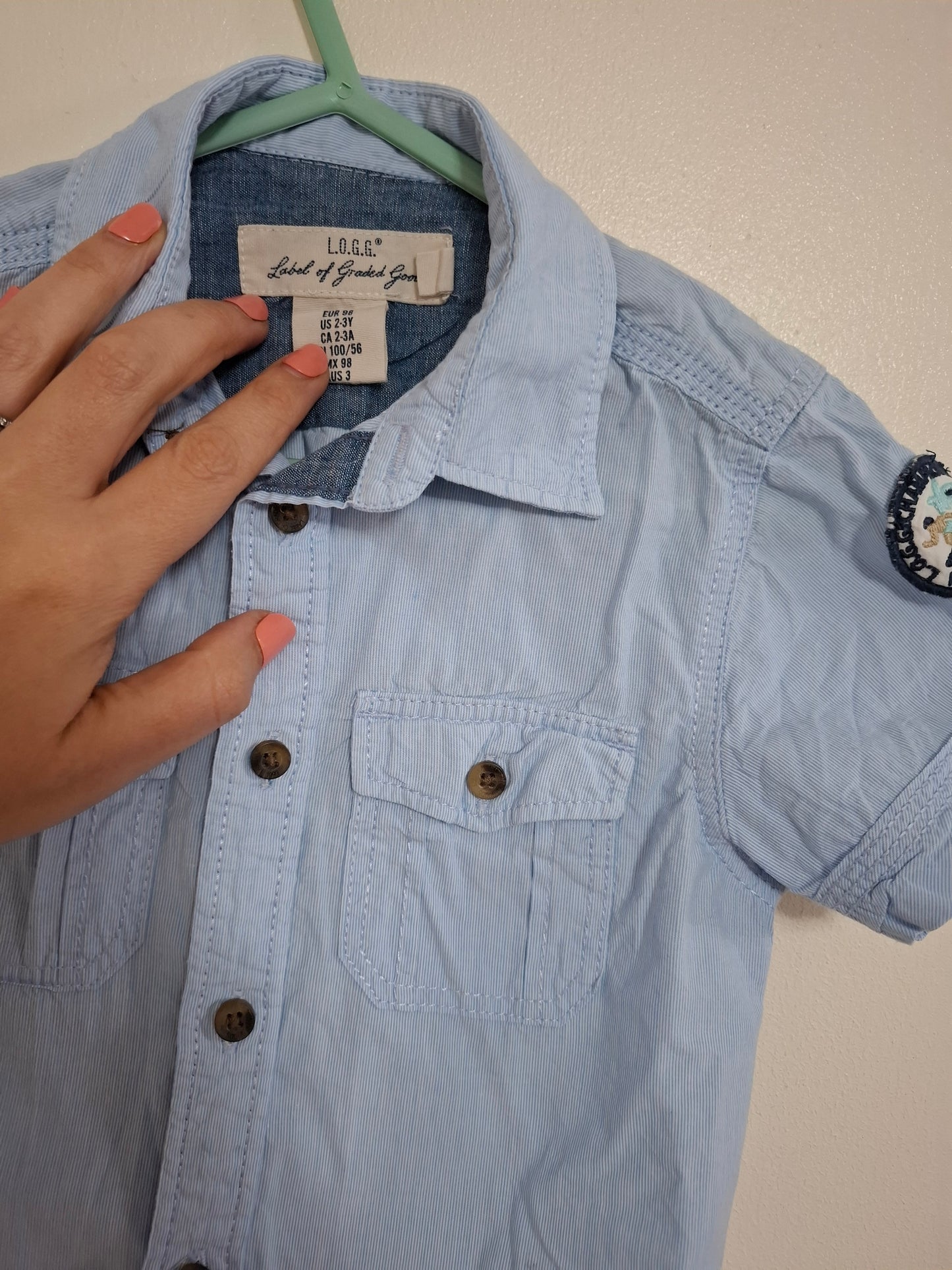 2-3y: Pale Blue Short Sleeved Shirt