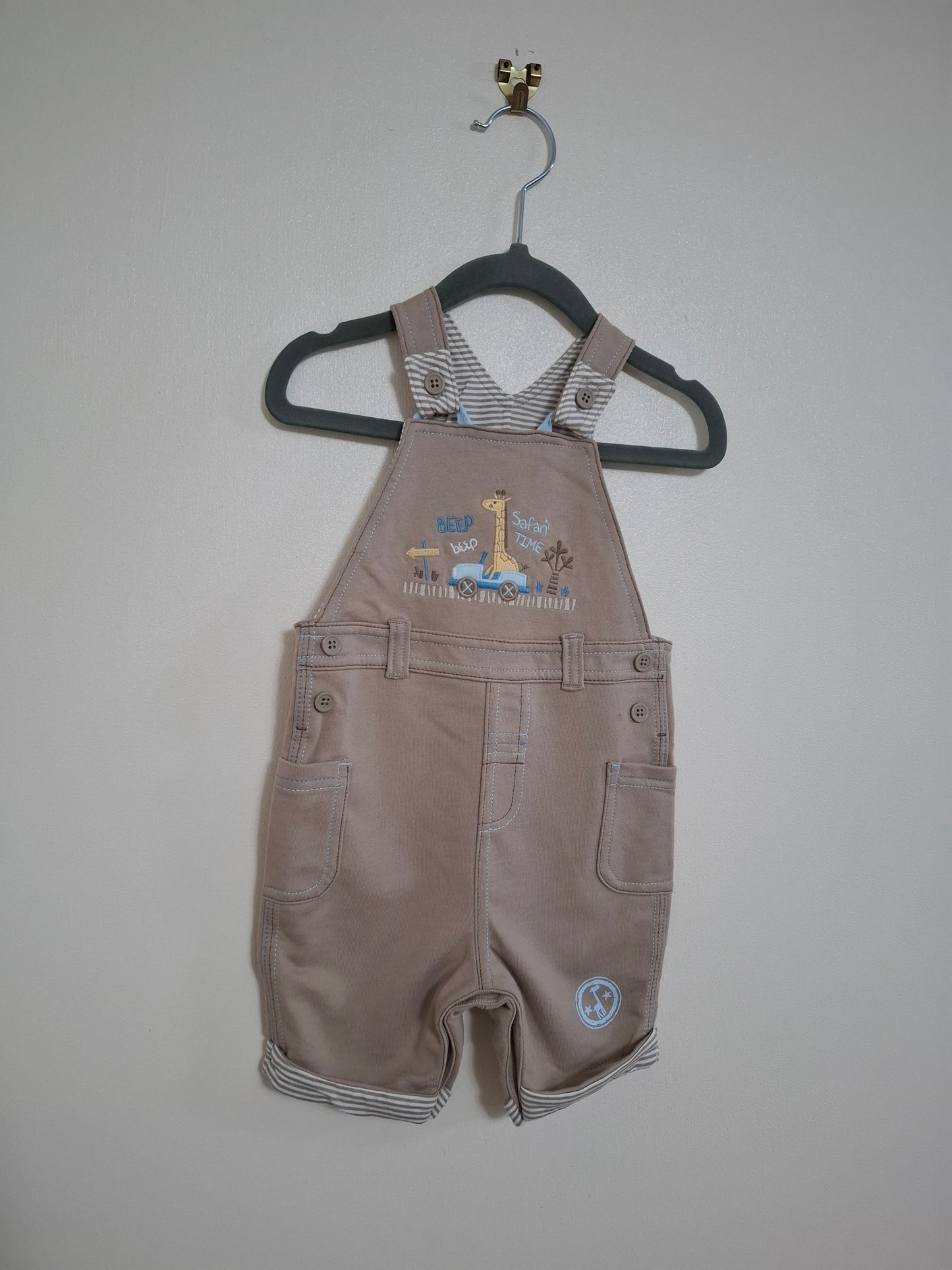 9-12m: Safari Time Fabric Dungerees