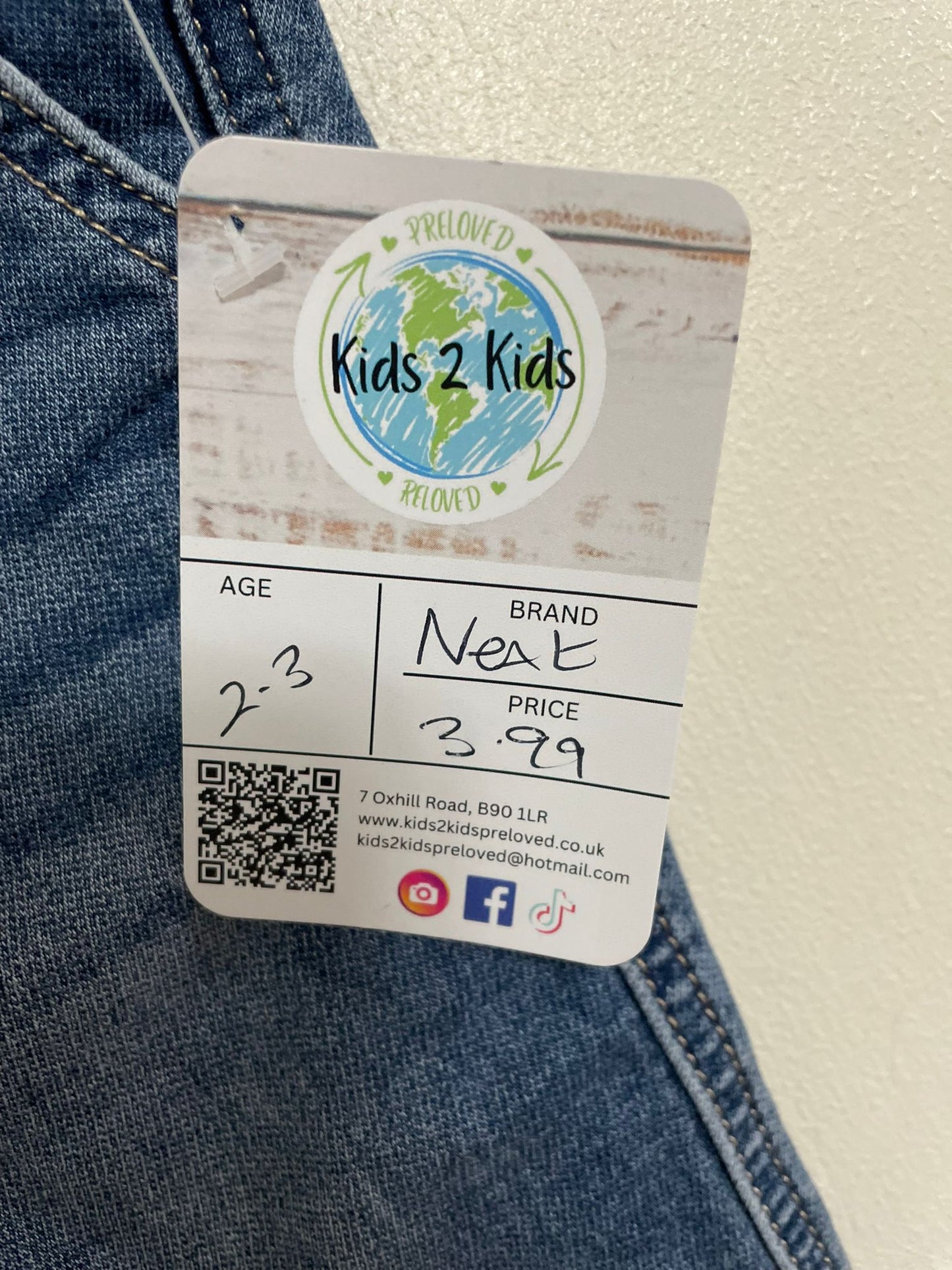 2-3y: Next Denim Dungerees