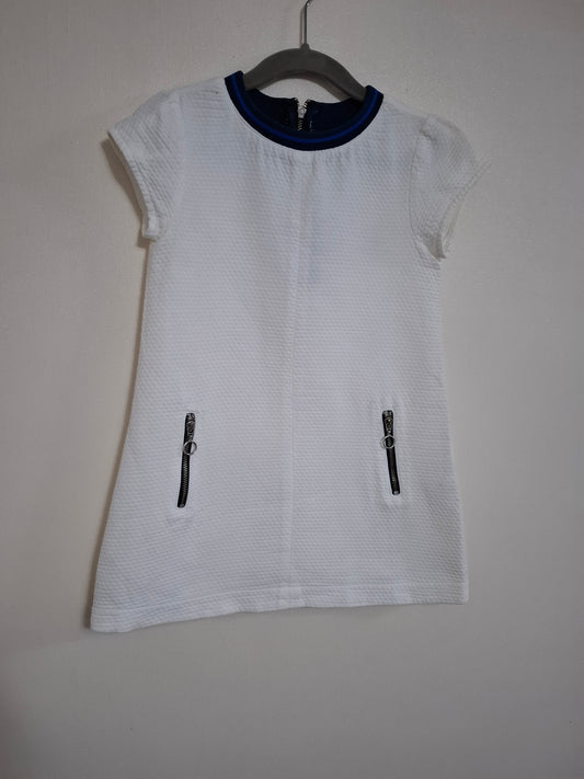 5-6 years: Zara Waffle Material Dress with Zips & Collar