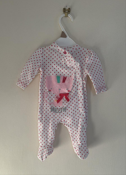 Up to 1m(10lb): Polkadot Cat Sleepsuit