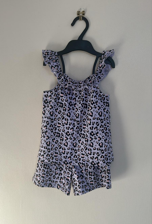3-4y: As New Purple Leopard Print Set
