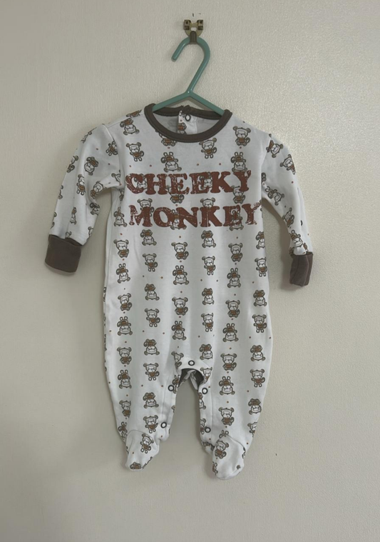 3-6m: "Cheeky Monkey" Sleepsuit