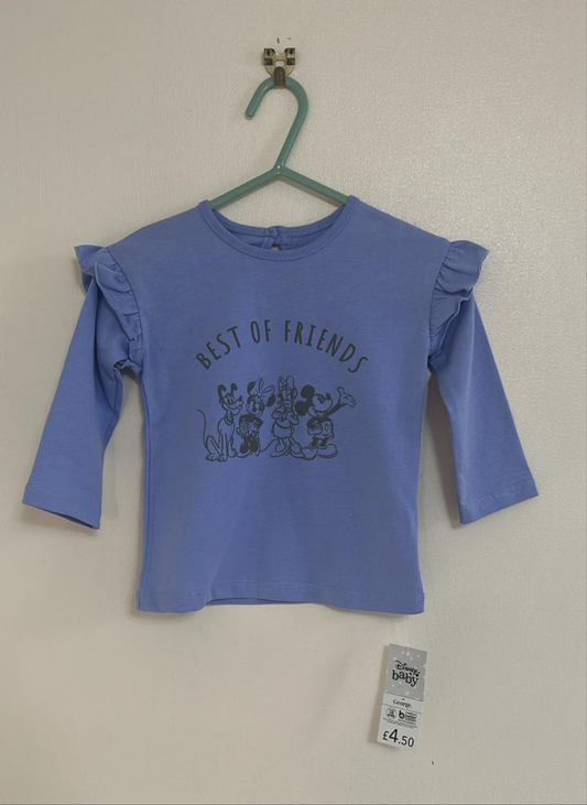 9-12m: Bnwt Disney "Best Friends" Long Sleeved Top