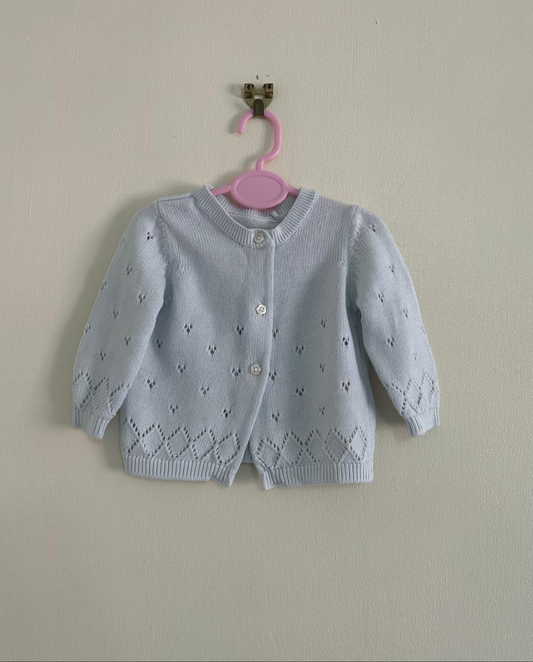 0-3m: Baby Blue Delicate Cardigan