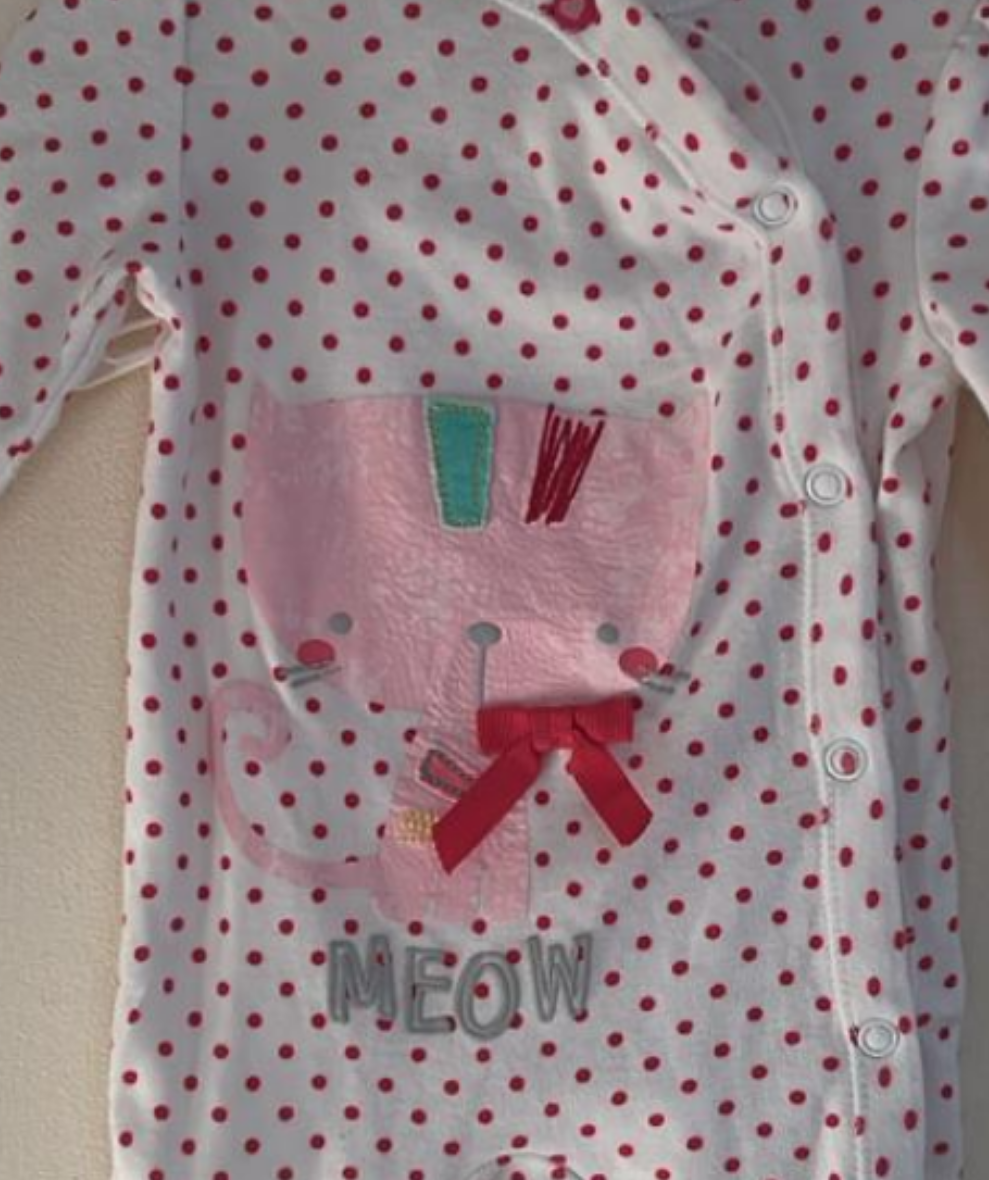 Up to 1m(10lb): Polkadot Cat Sleepsuit
