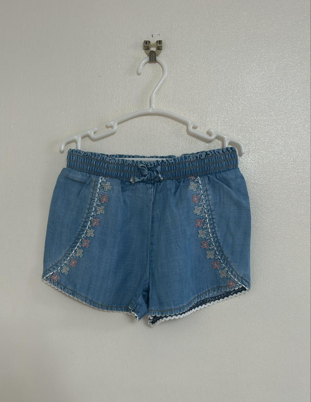 18-24m: Soft Denim Embroidered Shorts