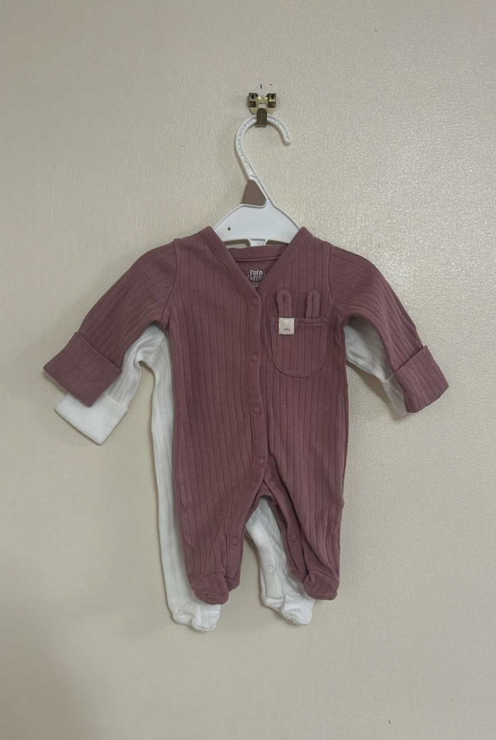 Tiny Baby(5lb): Set of 2 Ribbed Sleepsuits