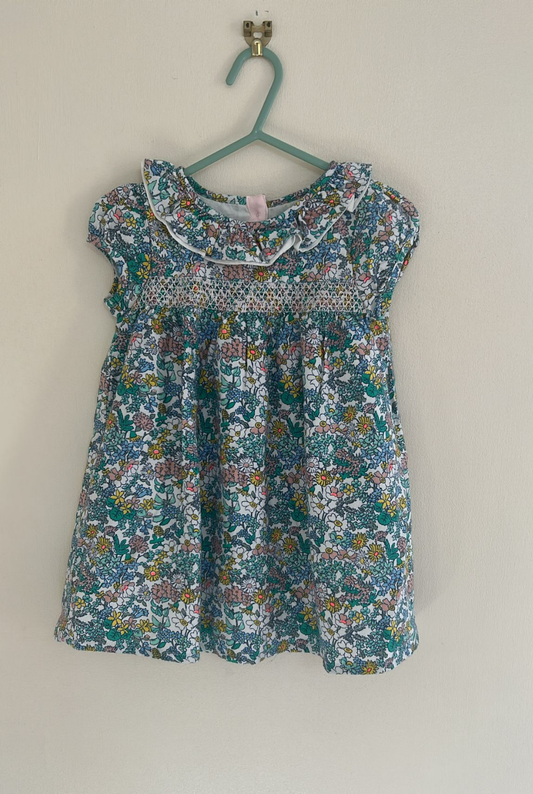 12-18m: M&S Beautiful Floral Dress With Embroidered Detail