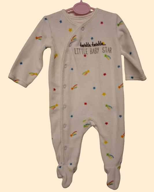 0-3 months: Velour "Twinkle" Sleepsuit