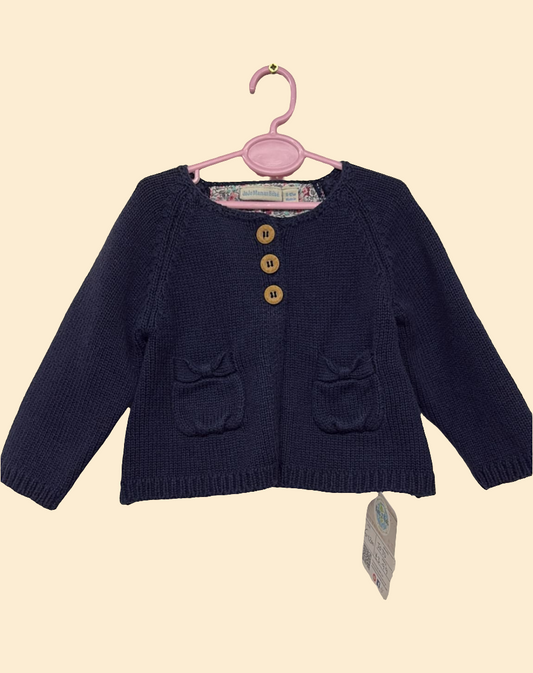 6-12m: Navy Jojo Mamen Bebe Knitted Cardigan