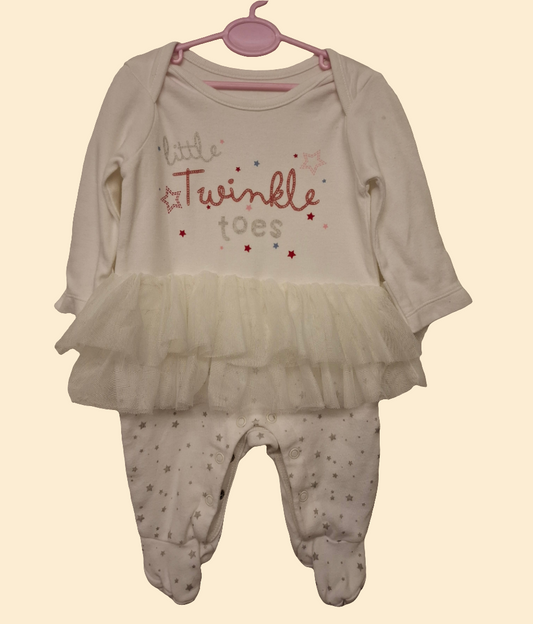0-3 months: "Little Twinkle Toes" Tutu Sleepsuit