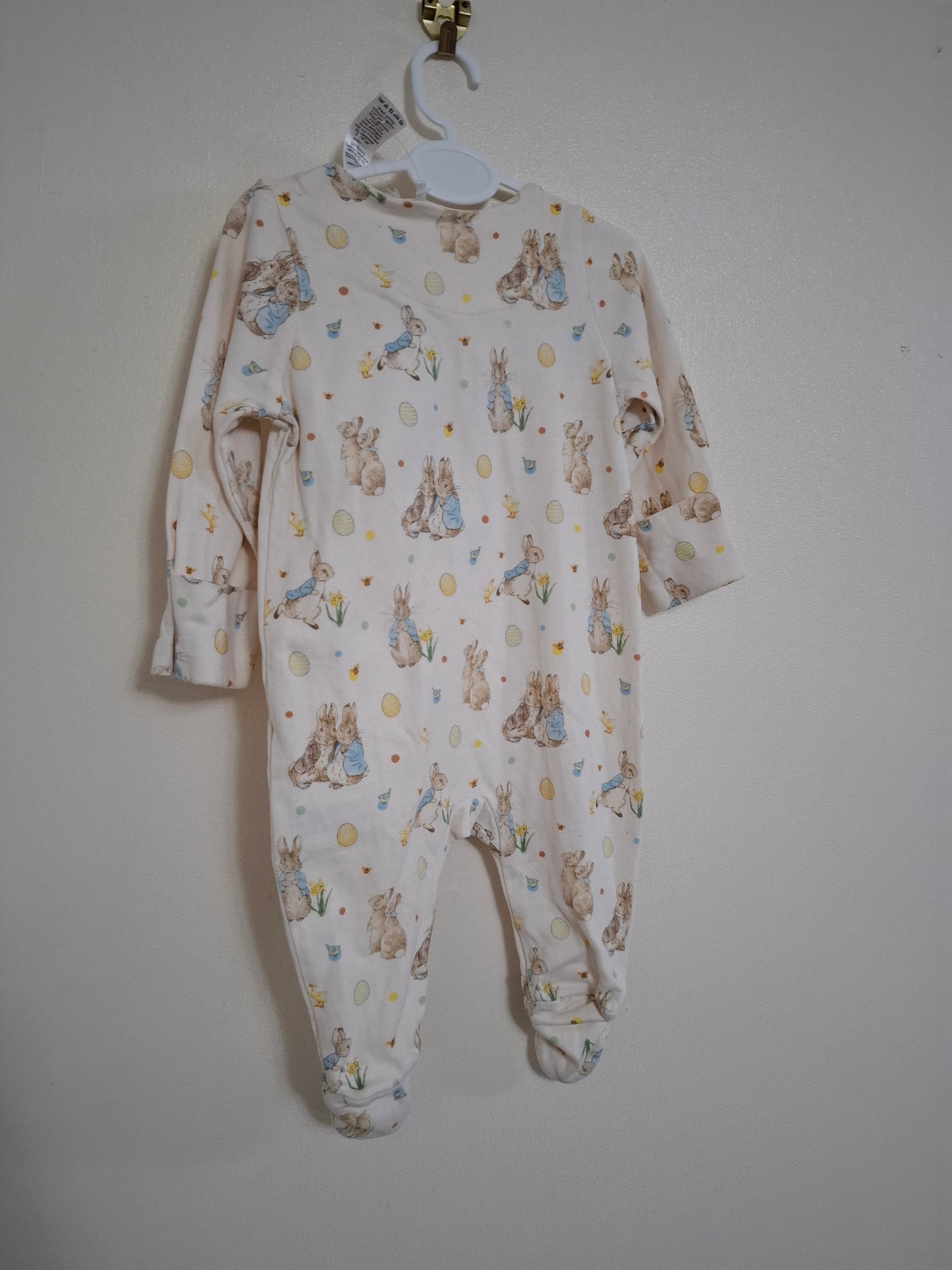 0-3m: "My little Easter bunny" embroidered sleepsuit and matching hat