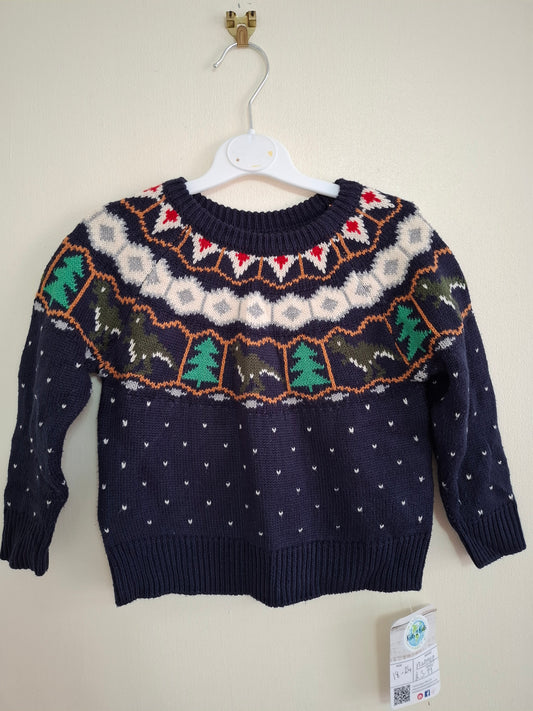 18-24m: Dino Themed Christmas Jumper