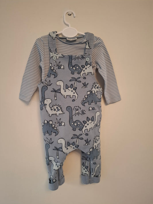 3-6m: Next Dino Dungaree Set
