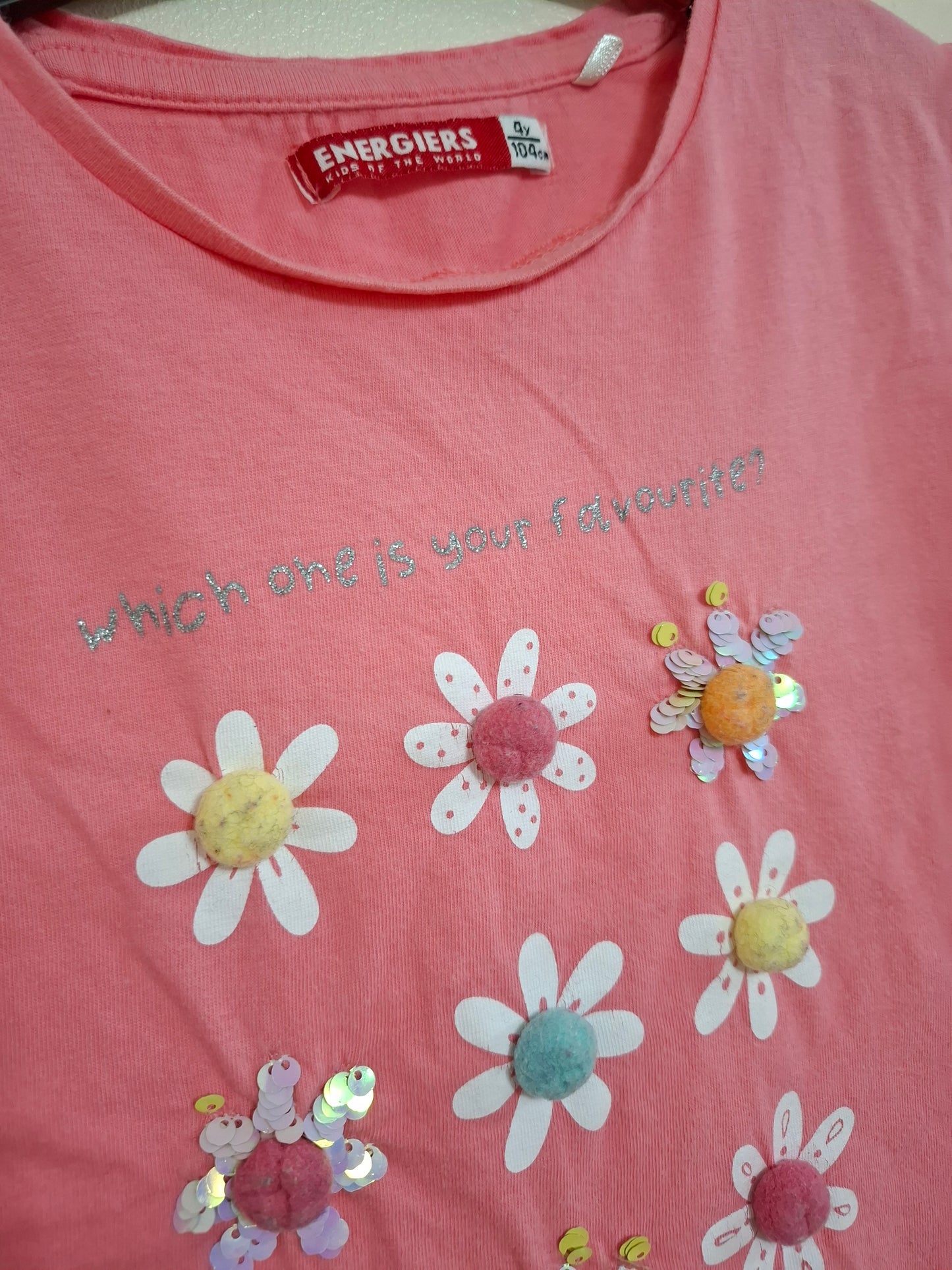 4y: Flower Detail T-shirt