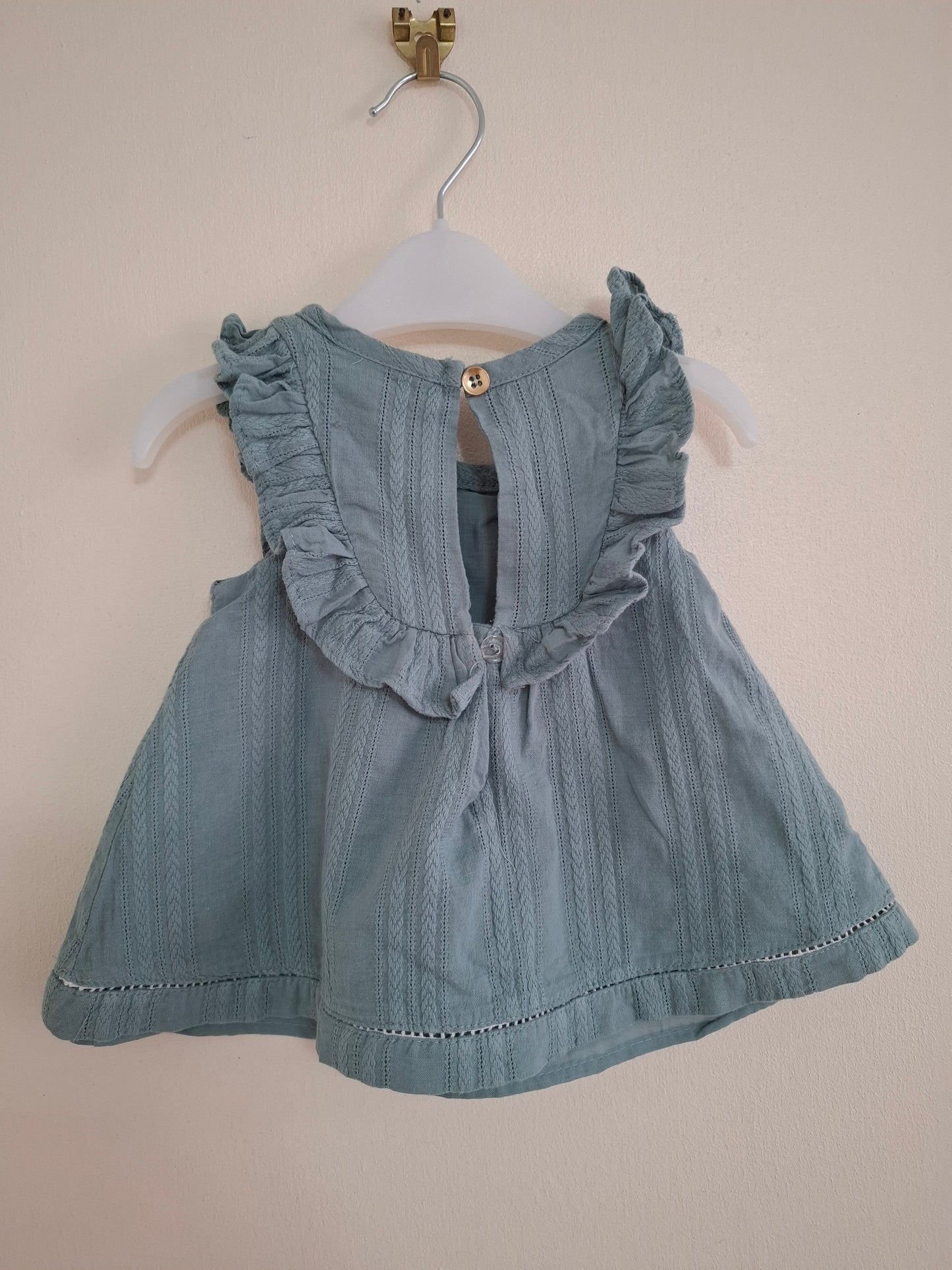 3-6m: Shabby Chick Sage Green Cotton Dress