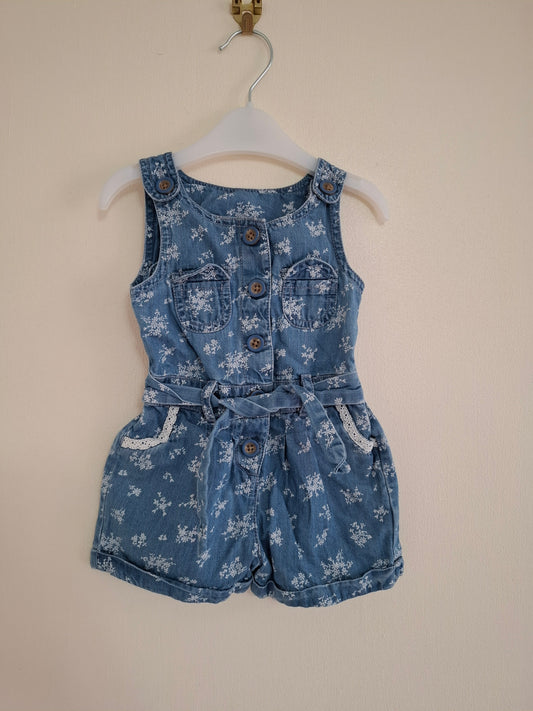 3-6m: Soft Denim Playsuit