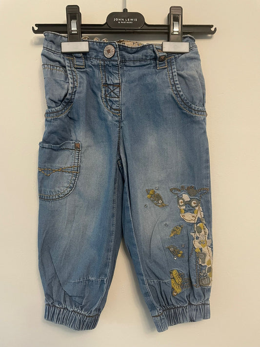 2-3y: Embroidered Soft Denim Jeans