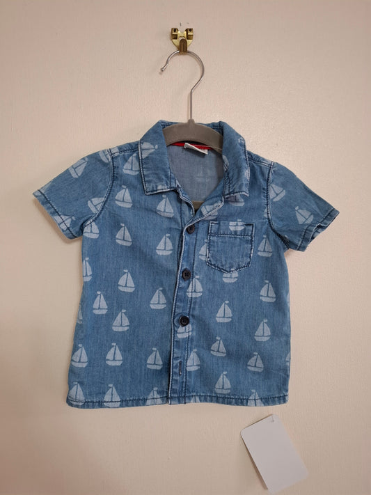 3-6m: Soft Denim Short sleeved Shirt