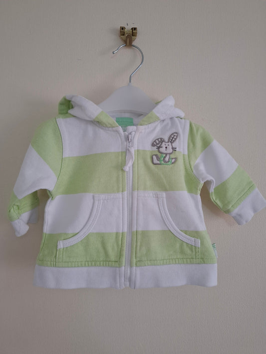 0-3m: Bunny Stripy Zip-up Hoody