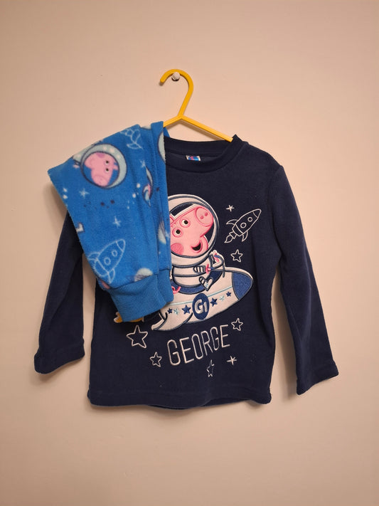 3-4y: Thin Fleece "George Pig" Pyjamas