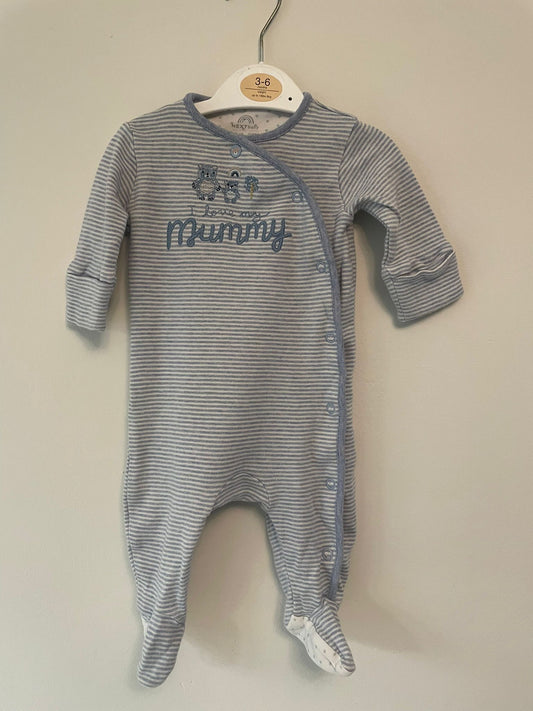 0-3m: Next "I Love My Mummy" Embroidered Sleepsuit