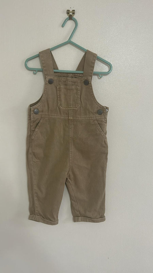 9-12m: Tan Denim Dungerees