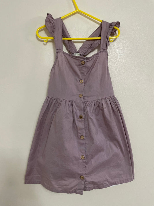 3-4y: Purple Cotton Pinafore Dress