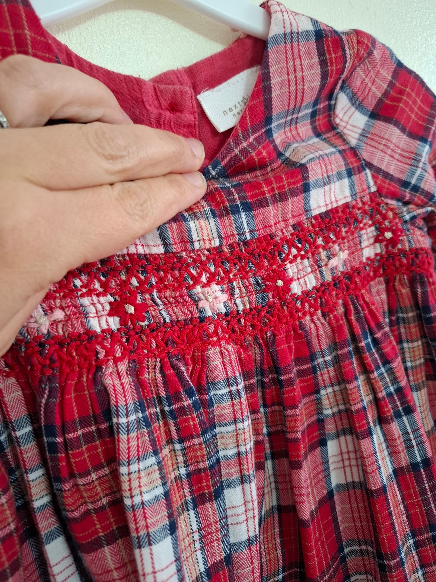 6-9m: Next Tartan Embroidered Dress